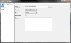 NSIS options configuration